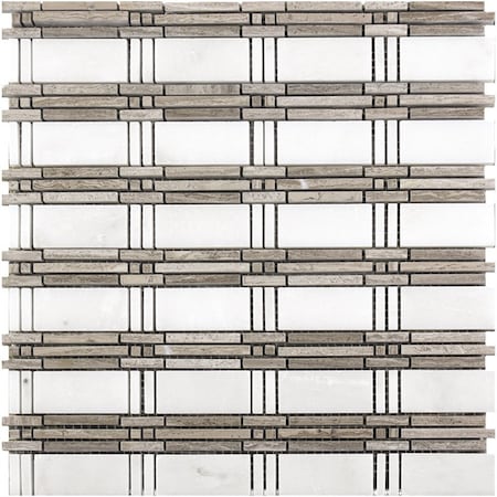 Apollo Tile Steccato Beige And White Mosaic 5 sq.ft 12 in. x12 in. Marble Tile, 5PK APLKB99P31EC30